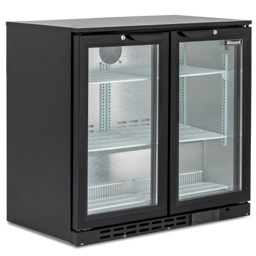Blizzard Low Height Double Hinged Glass Door Bottle Cooler