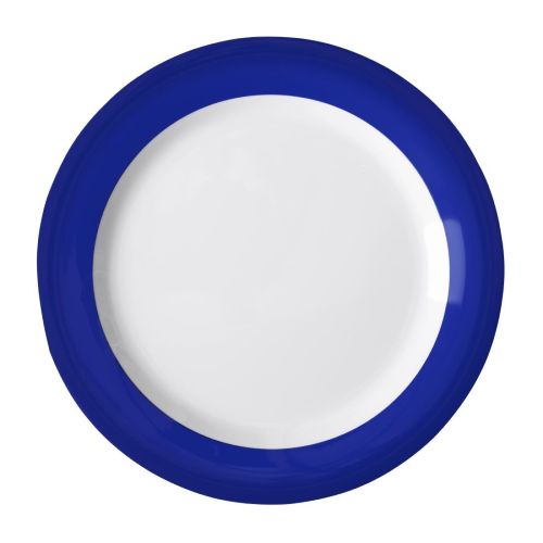 Olympia Kristallon Gala Melamine Plates Blue Rim 240mm (6 pack)
