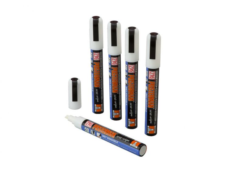 White Liquid Chalk Pens 6mm Chisel Tip