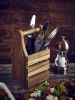 Acacia Wood Cutlery Holder 10 x 10 x 20cm